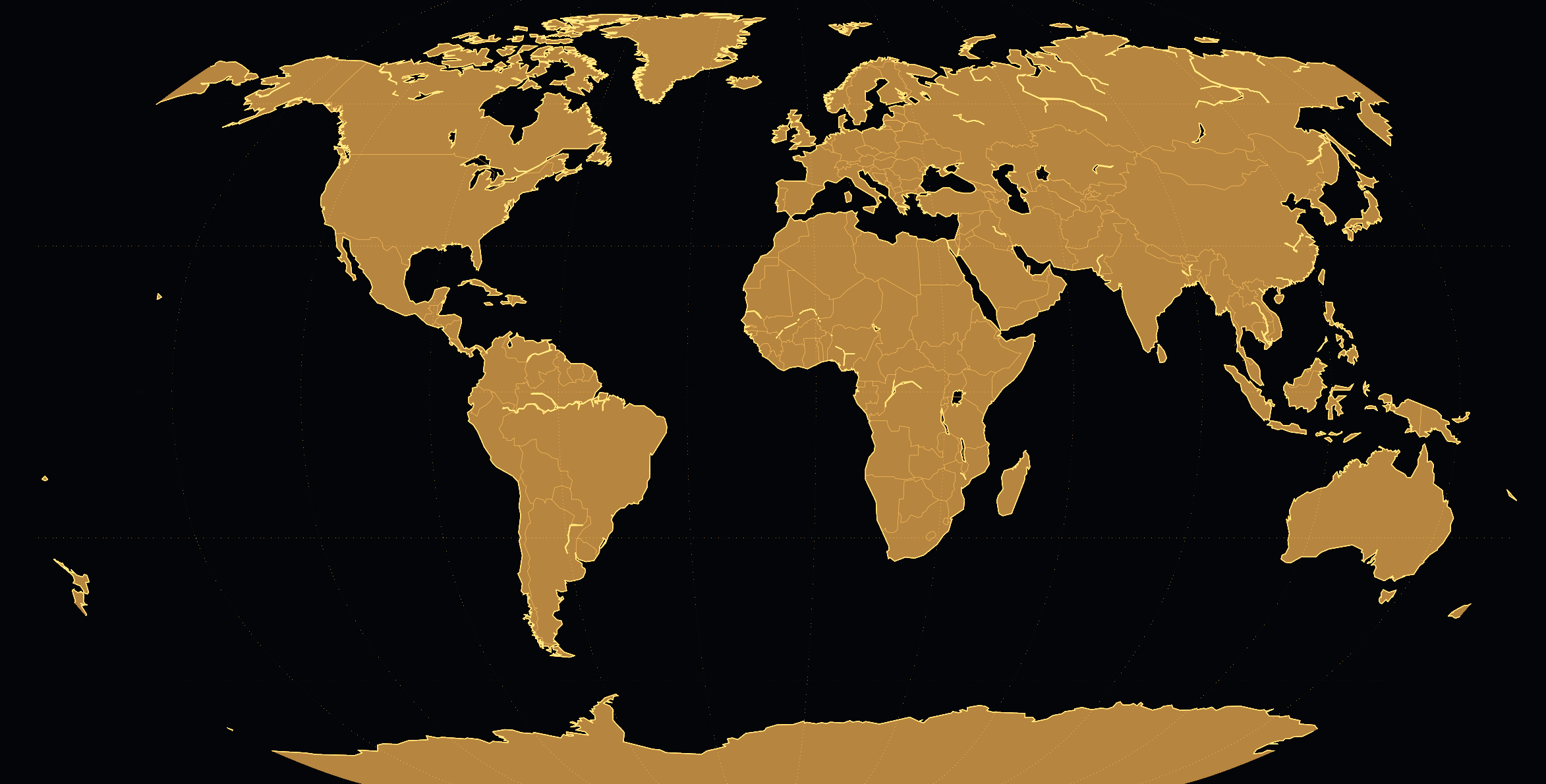 Mapa-múndi em dourado